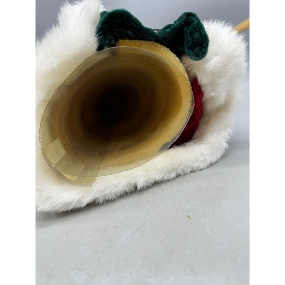 Christmas Santa tree topper staff gold bag of toys red faux white fur bell READ - Picture 6 of 7